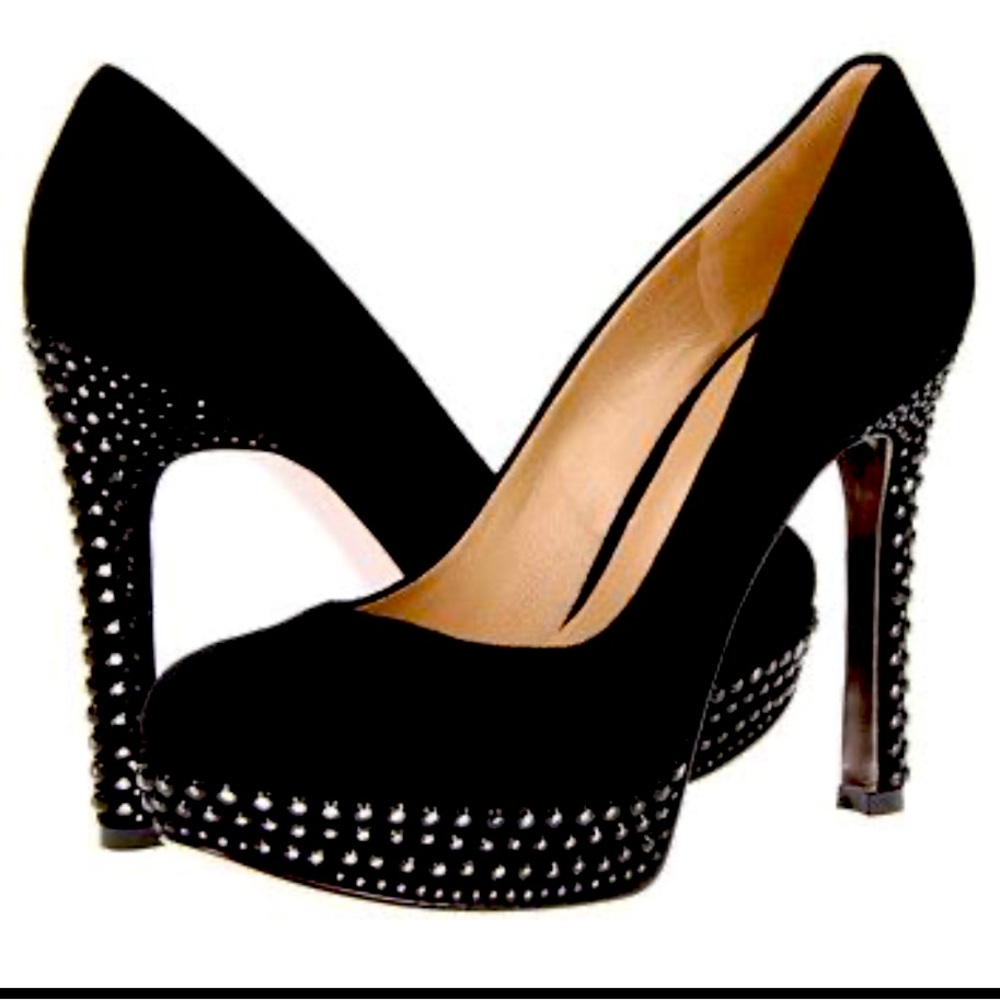 Joan & David Qasana black suede platform heels. Size 7.5